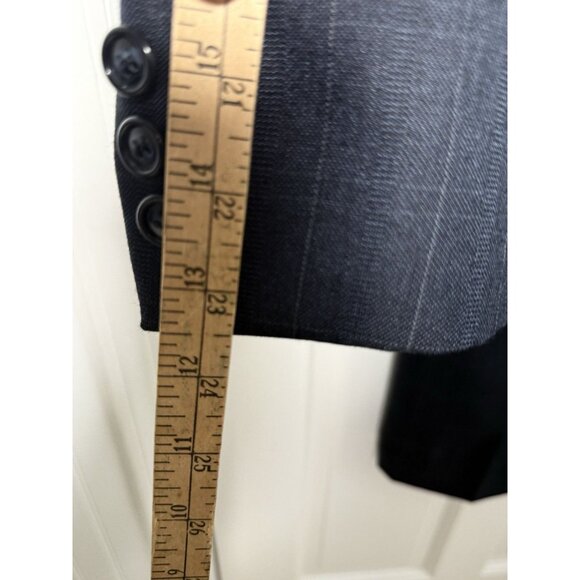 Gant Men’s 2 Piece Navy Blue Windowpane Check Pleated Euro Fit Suit Size In Disc - Picture 15 of 16